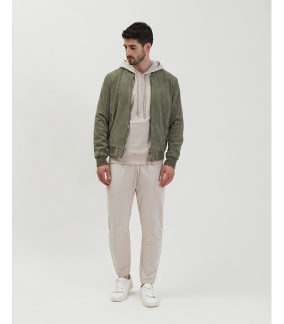 Giubbotto bomber effetto camoscio