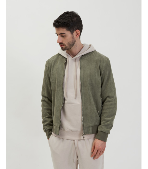 Giubbotto bomber effetto camoscio