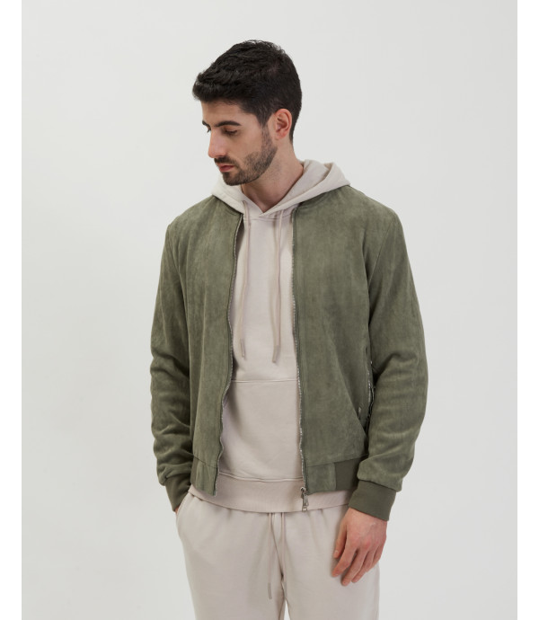 Giubbotto bomber effetto camoscio