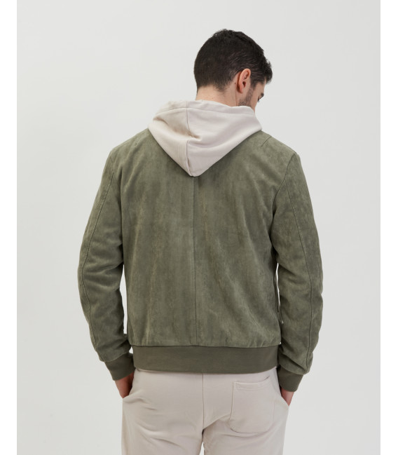 Giubbotto bomber effetto camoscio