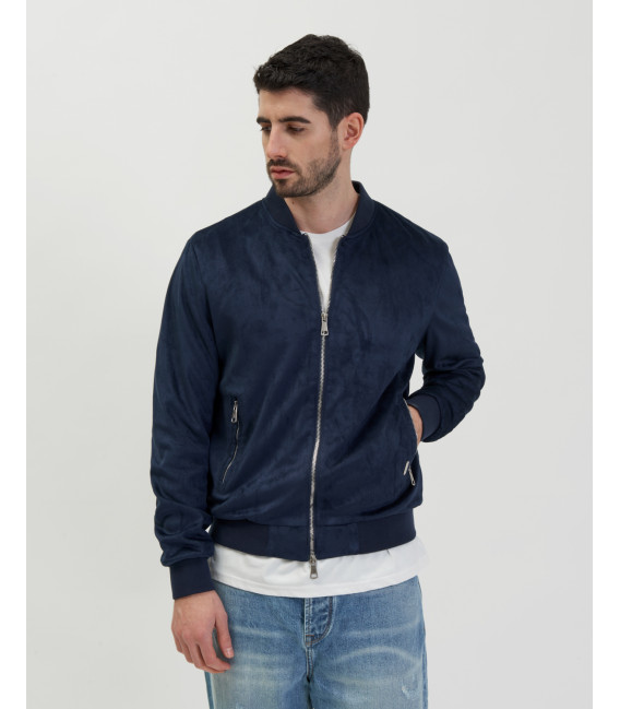 Giubbotto bomber effetto camoscio
