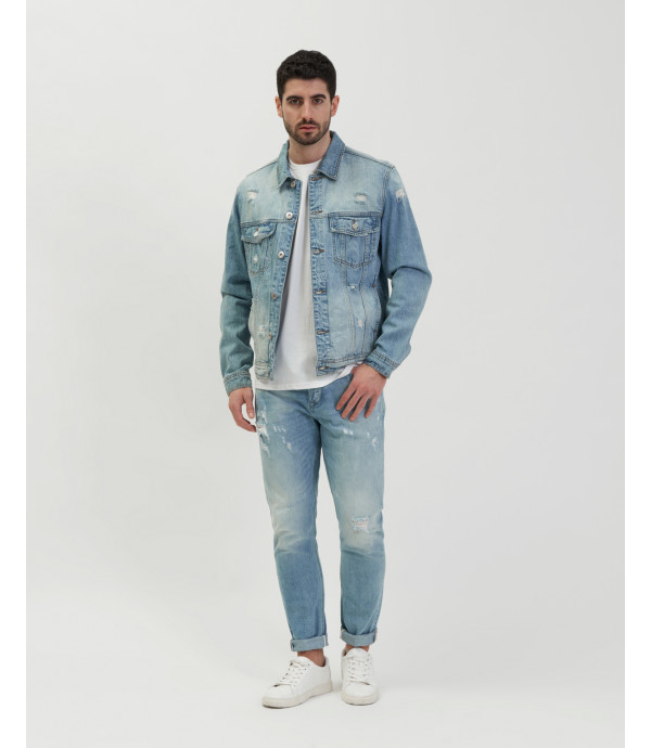 Bruce regular fit jeans stone wash with scratches