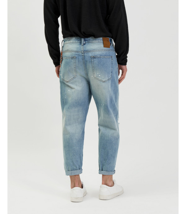 Jeans dad oversize fit stone wash con graffi