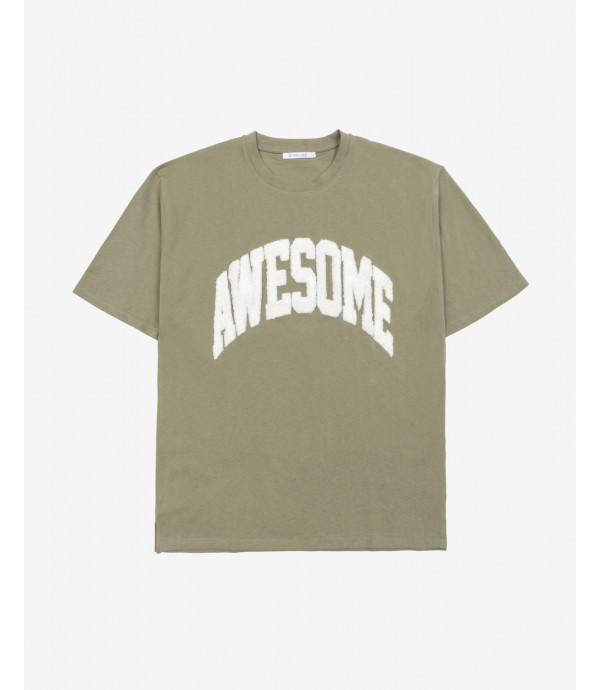 T-shirt con patch awesome in pile