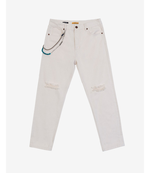 Jeans Copper carrot fit con strappi sul ginocchio