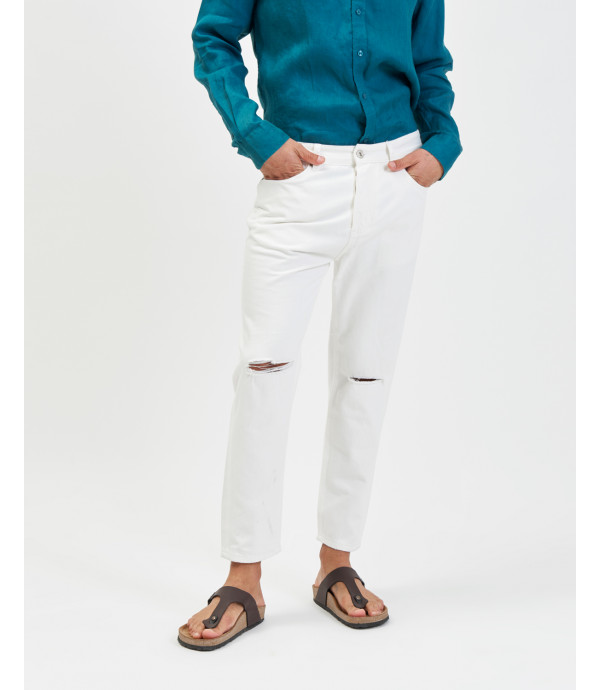 Pantaloni 5 tasche con taglio sul ginocchio