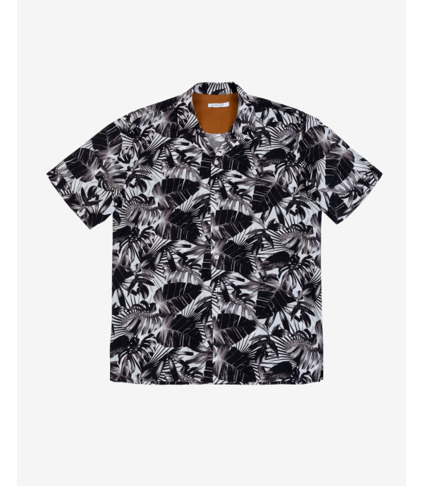 Hawaiian shirt leaves print in cotton