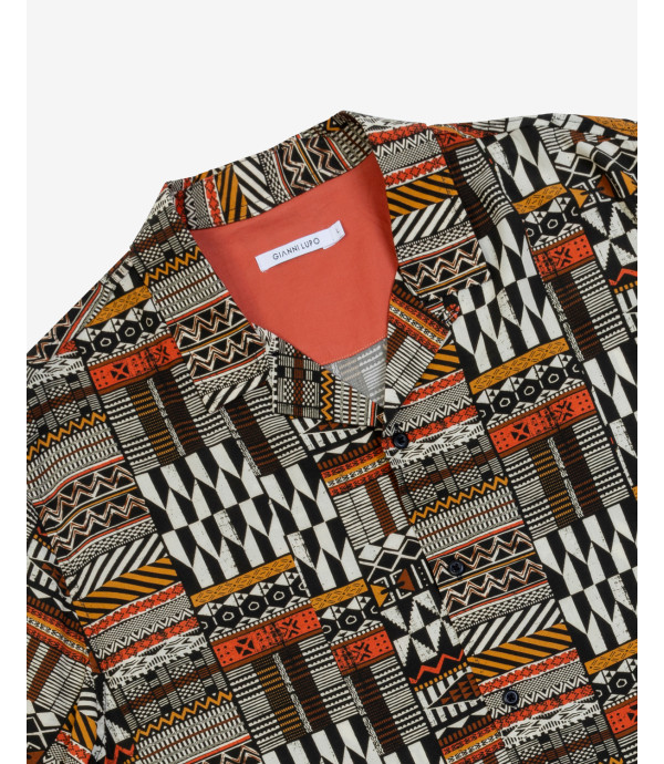 Bowling shirt folk print in viscose
