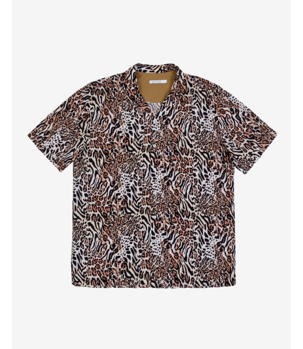 Leopard print bowling shirt in viscose