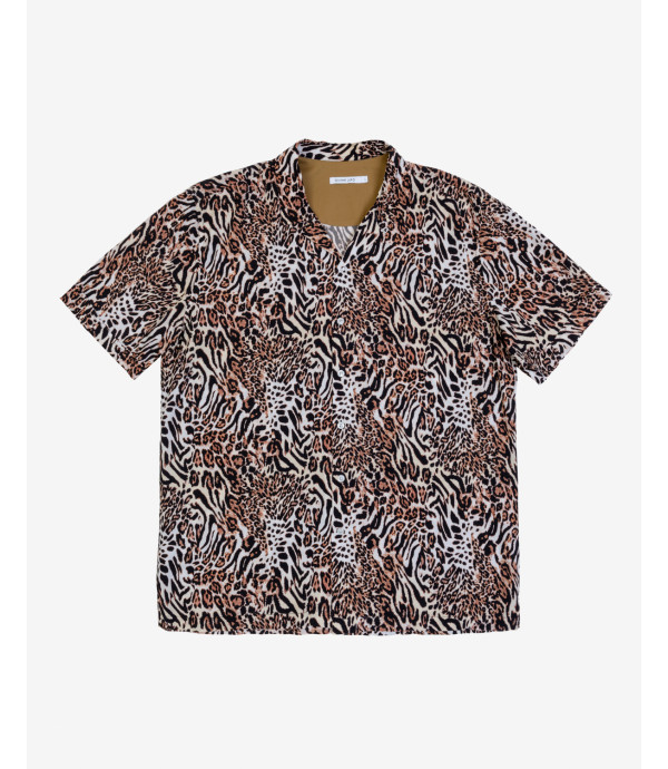 Camicia bowling stampa leopardata in viscosa