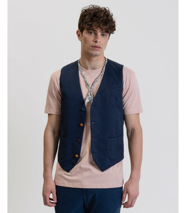 Gilet con bottoni in fantasia