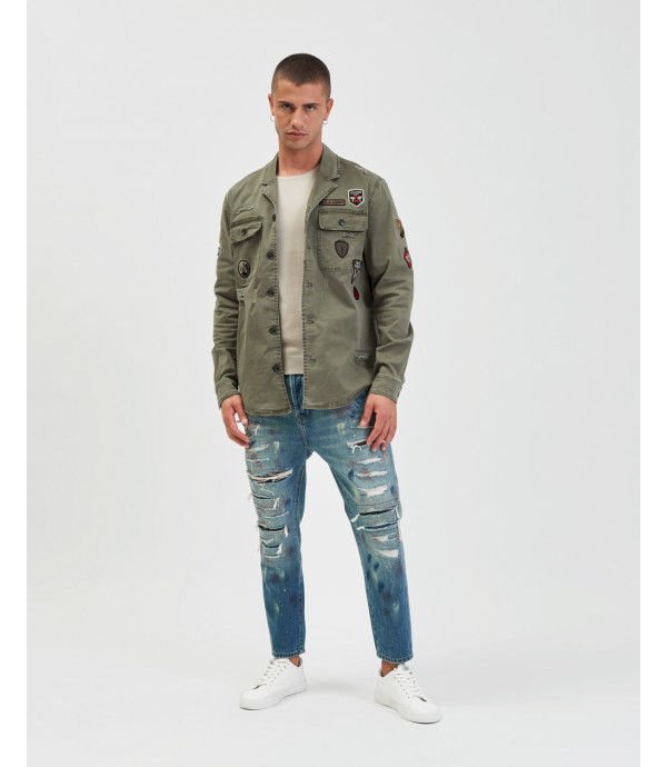 Military overshirt with patches