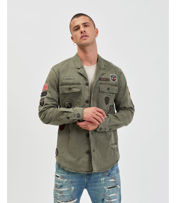 Military overshirt with patches