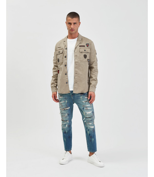 Military overshirt with patches