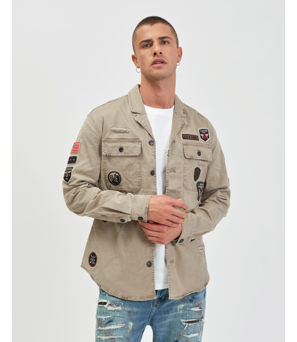 Military overshirt with patches