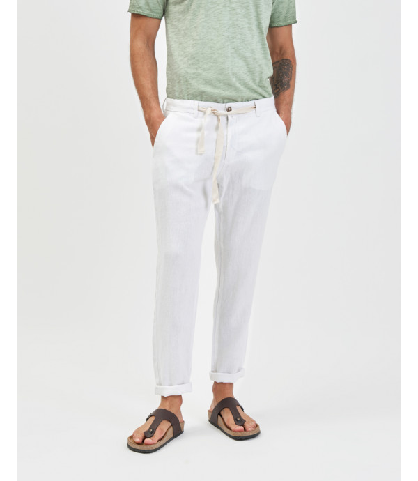 Linen trousers with drawstring