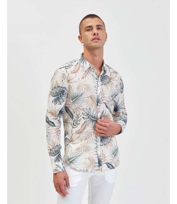 Tropical print shirt in cotton