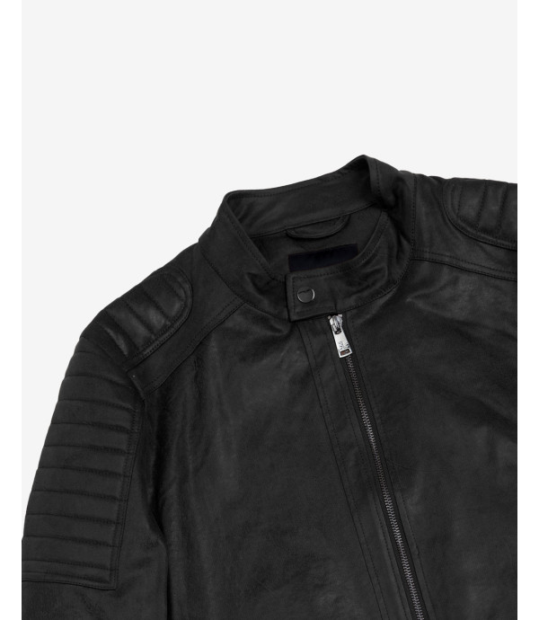 Faux-leather jacket used effect