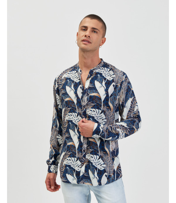 Leaves print shirt in viscose