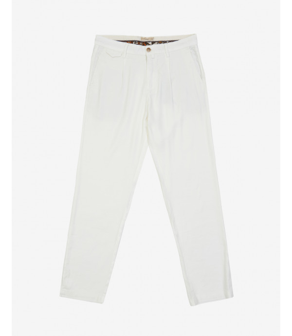 pantaloni da abito in misto lino