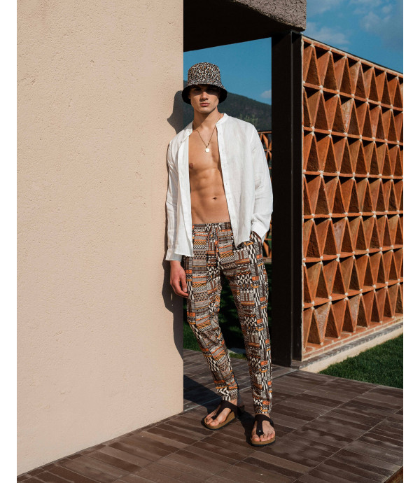 Pantalaccio in cotone lino fantasia folk