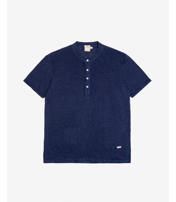 Polo collo coreano in lino