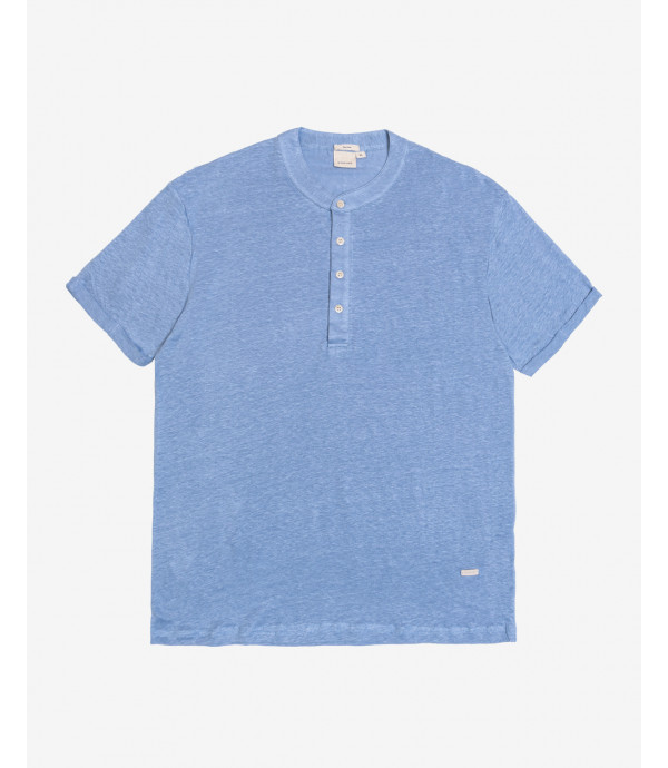 Polo collo coreano in lino