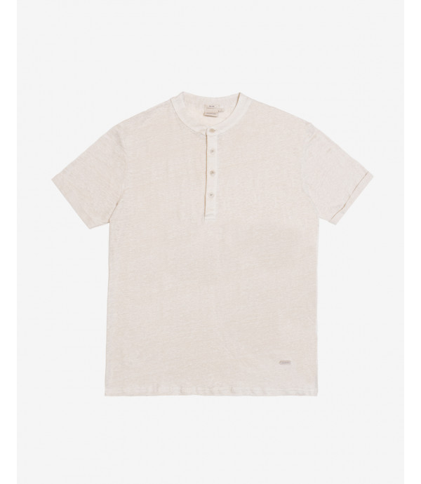 Polo collo coreano in lino
