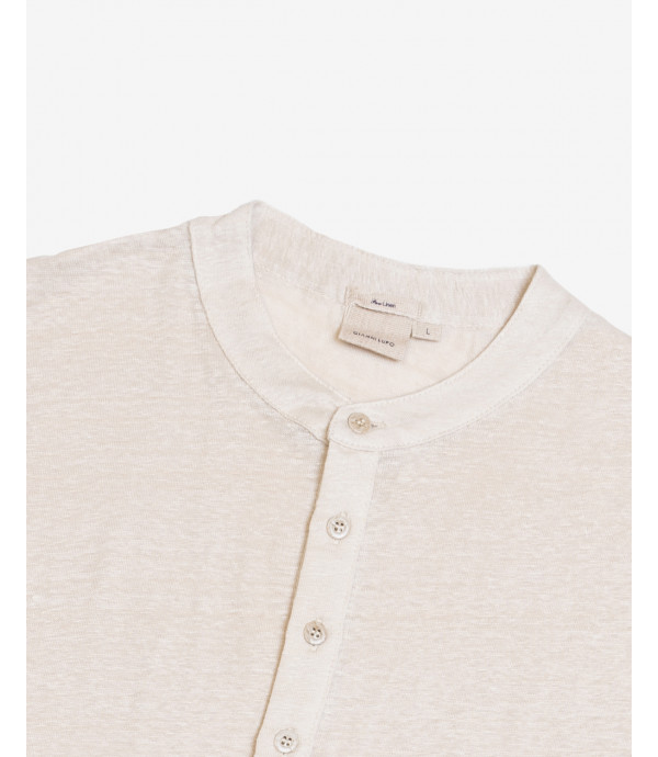 Polo collo coreano in lino