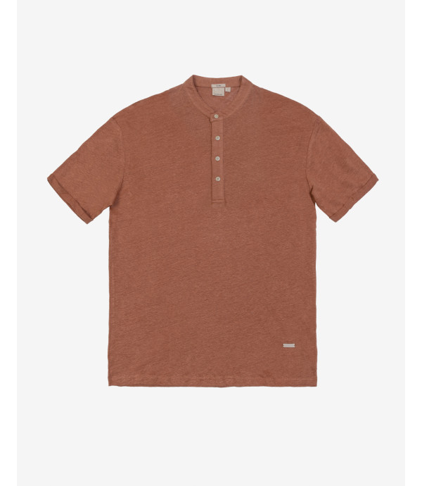 Polo collo coreano in lino