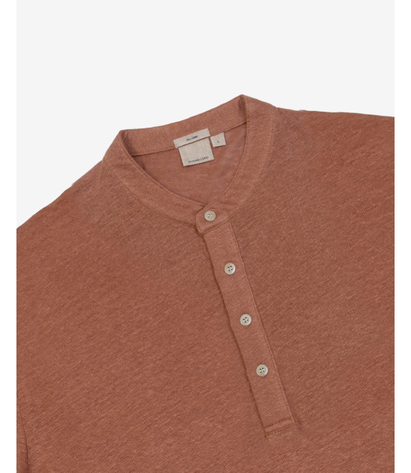 Polo collo coreano in lino
