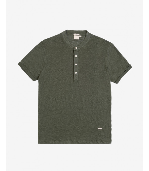 Polo collo coreano in lino