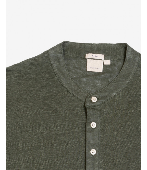 Polo collo coreano in lino