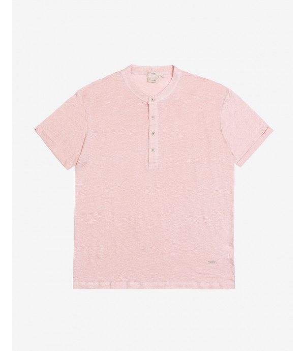 Polo collo coreano in lino