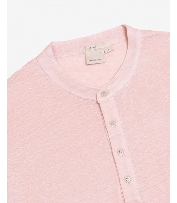 Polo collo coreano in lino