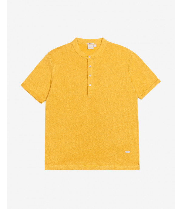 Polo collo coreano in lino