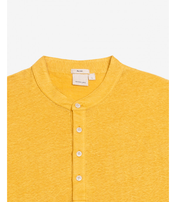 Polo collo coreano in lino