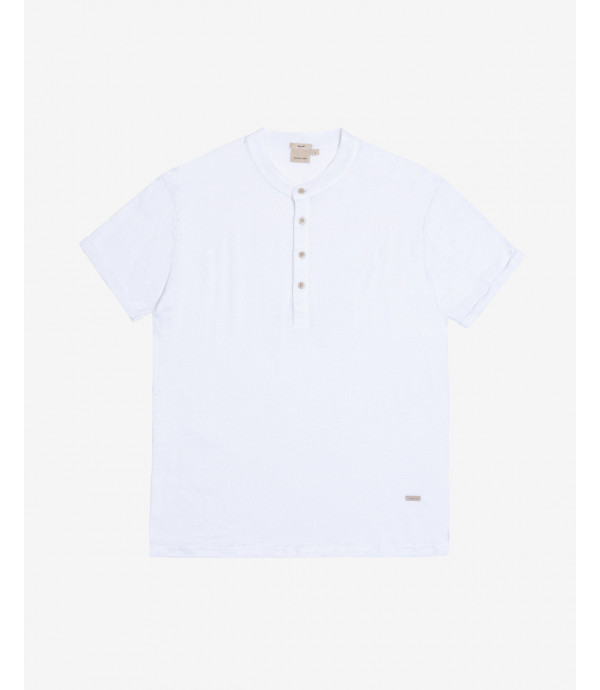 Polo collo coreano in lino