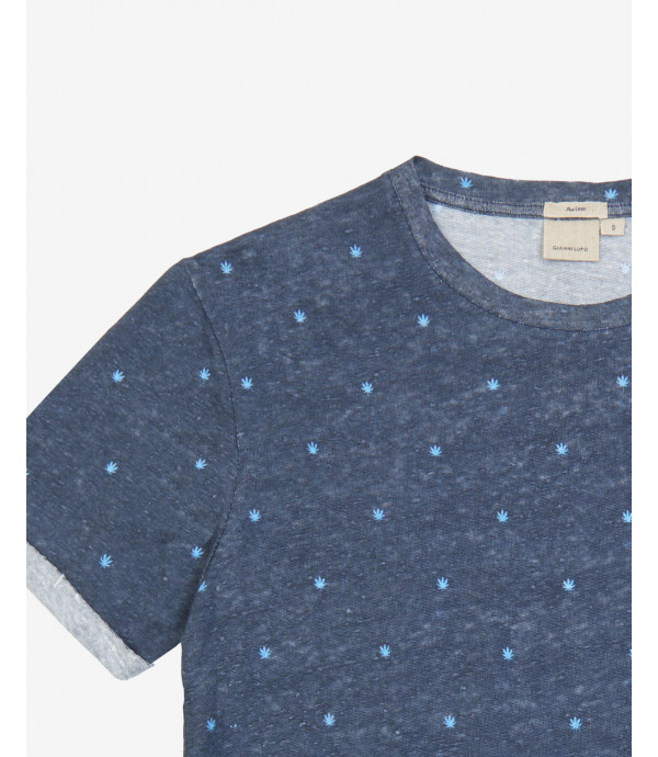 T-shirt micro fantasia in lino