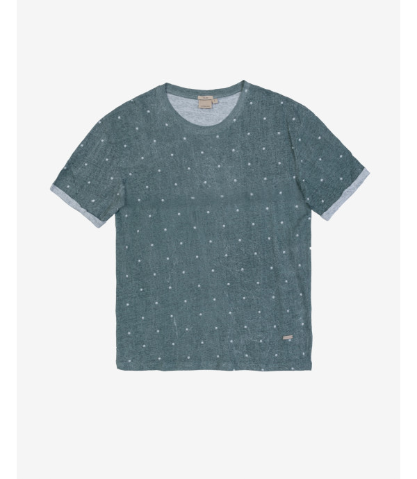 T-shirt micro fantasia in lino