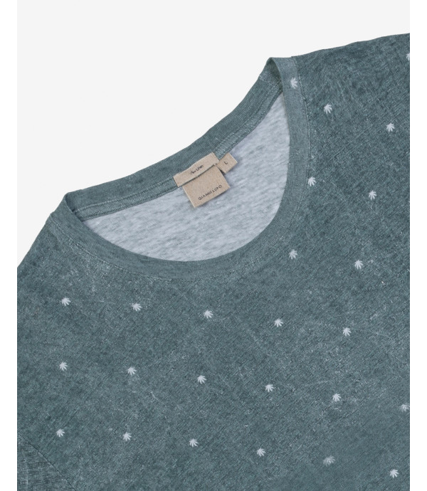 T-shirt micro fantasia in lino