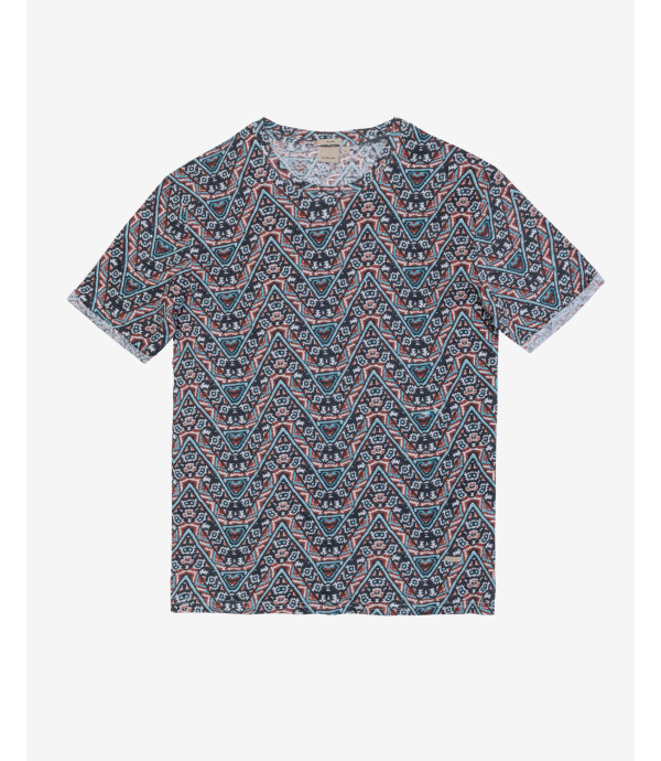 T-shirt stampa etnica in lino