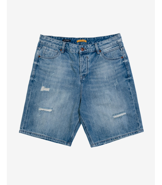 Bermuda jeans light wash con rotture