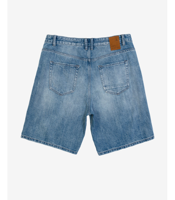 Bermuda jeans light wash con rotture
