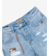 Bermuda jeans con strappi e patch
