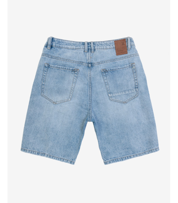 Bermuda jeans con strappi e patch