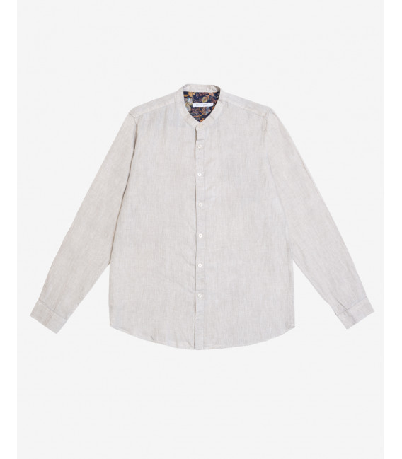 Camicia coreana in lino tinto freddo