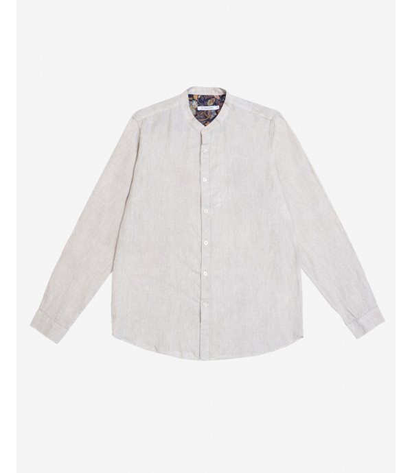 Di più su Camicia coreana in lino tinto freddo