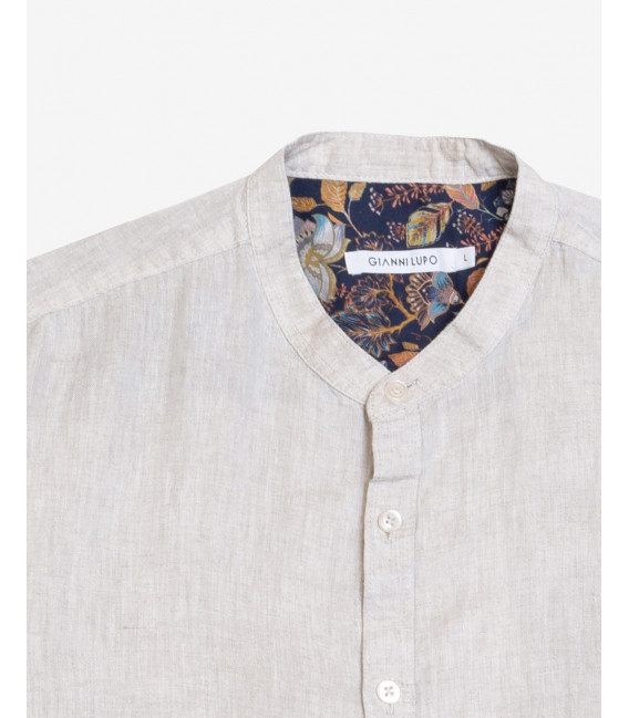 Camicia coreana in lino tinto freddo