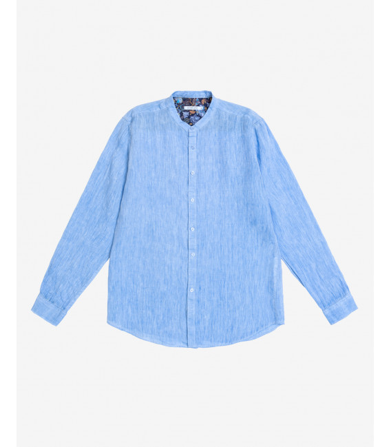 Camicia coreana in lino tinto freddo
